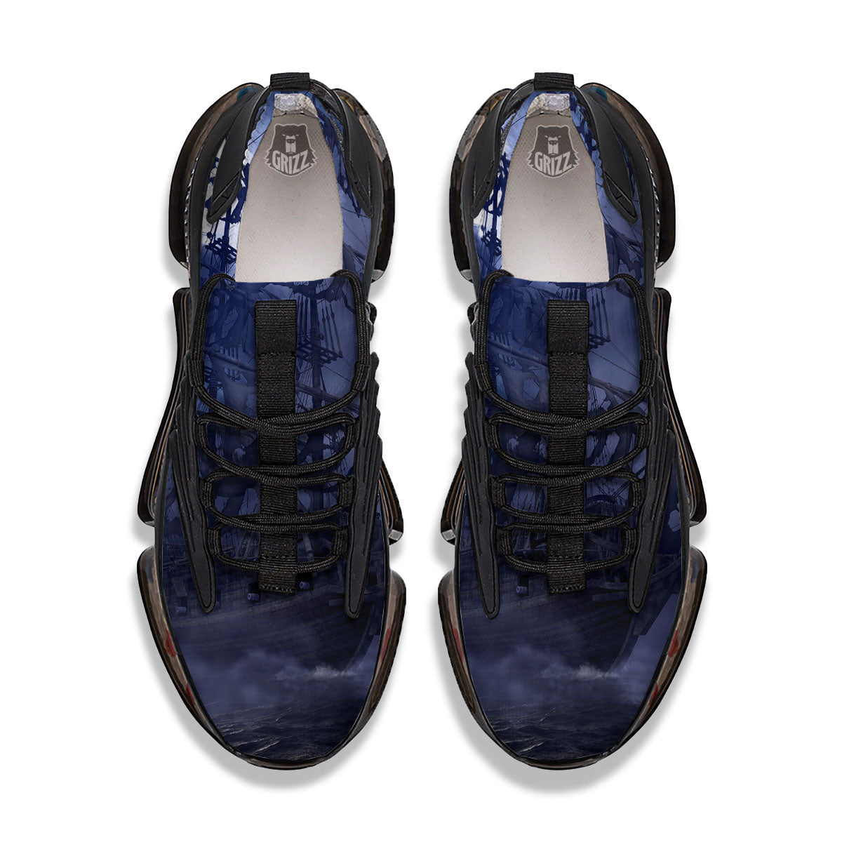 Flying Dutchman Ghost Pirate Ship Print Black Gym Shoes-grizzshop
