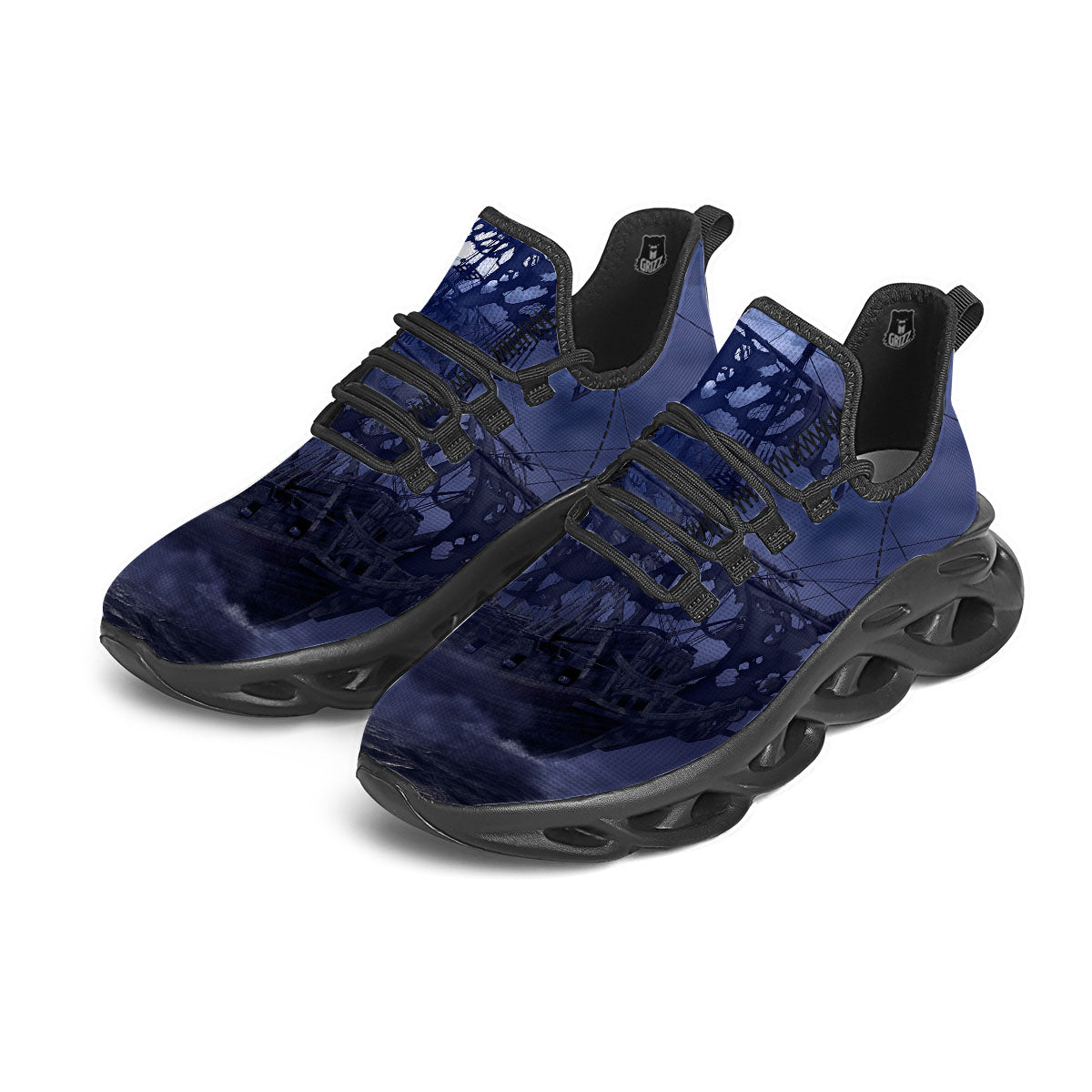Flying Dutchman Ghost Pirate Ship Print Black Running Shoes-grizzshop