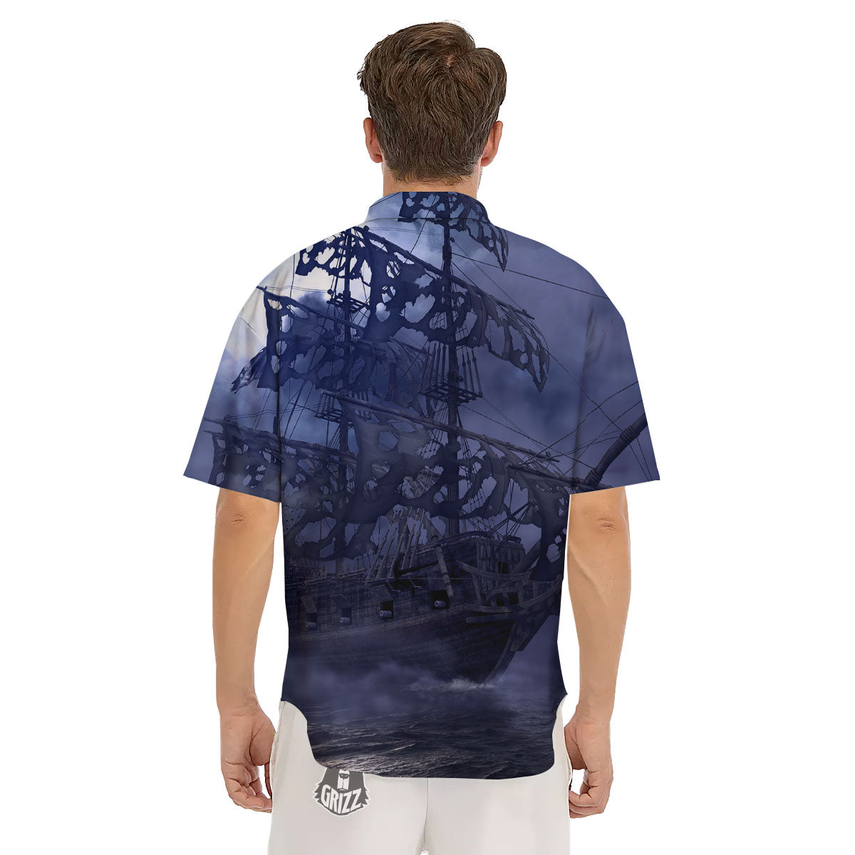 Flying Dutchman Ghost Pirate Ship Print Men's Short Sleeve Shirts-grizzshop