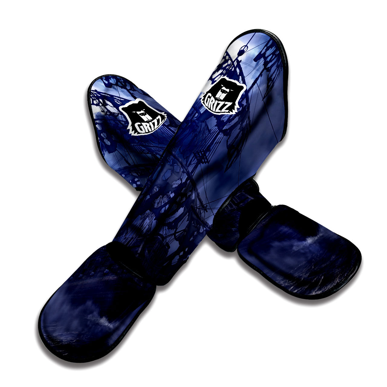 Flying Dutchman Ghost Pirate Ship Print Muay Thai Shin Guards-grizzshop
