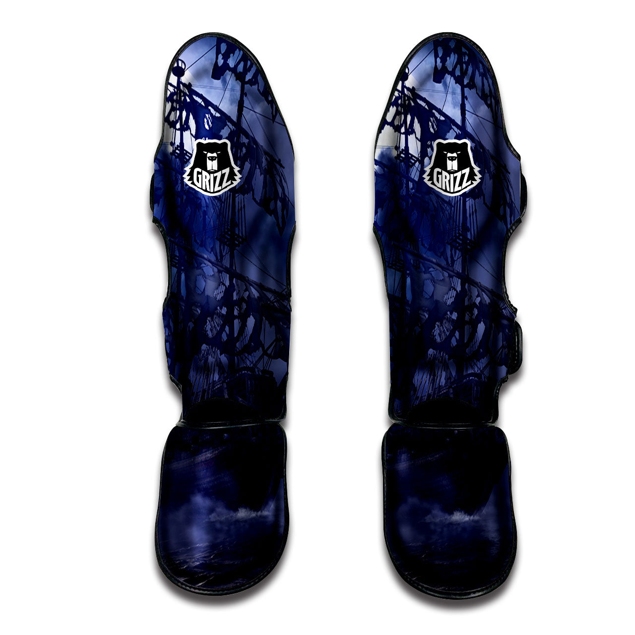 Flying Dutchman Ghost Pirate Ship Print Muay Thai Shin Guards-grizzshop