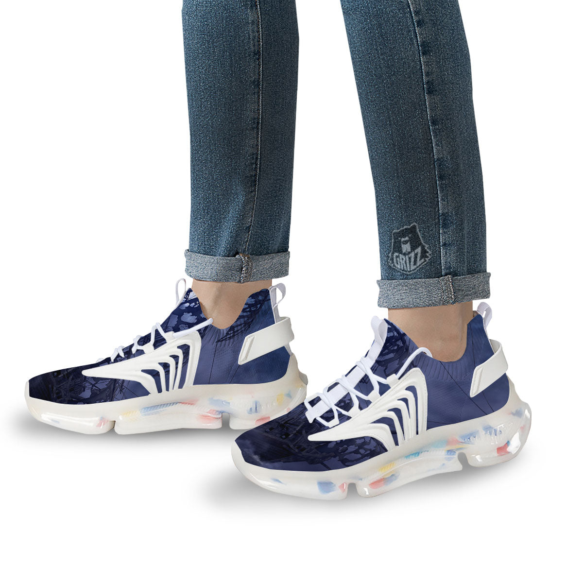 Flying Dutchman Ghost Pirate Ship Print White Gym Shoes-grizzshop