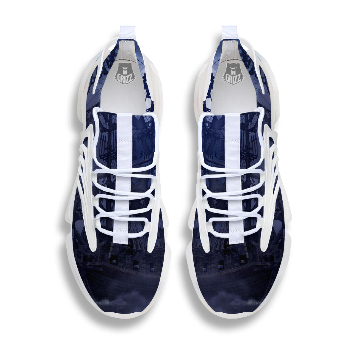 Flying Dutchman Ghost Pirate Ship Print White Gym Shoes-grizzshop