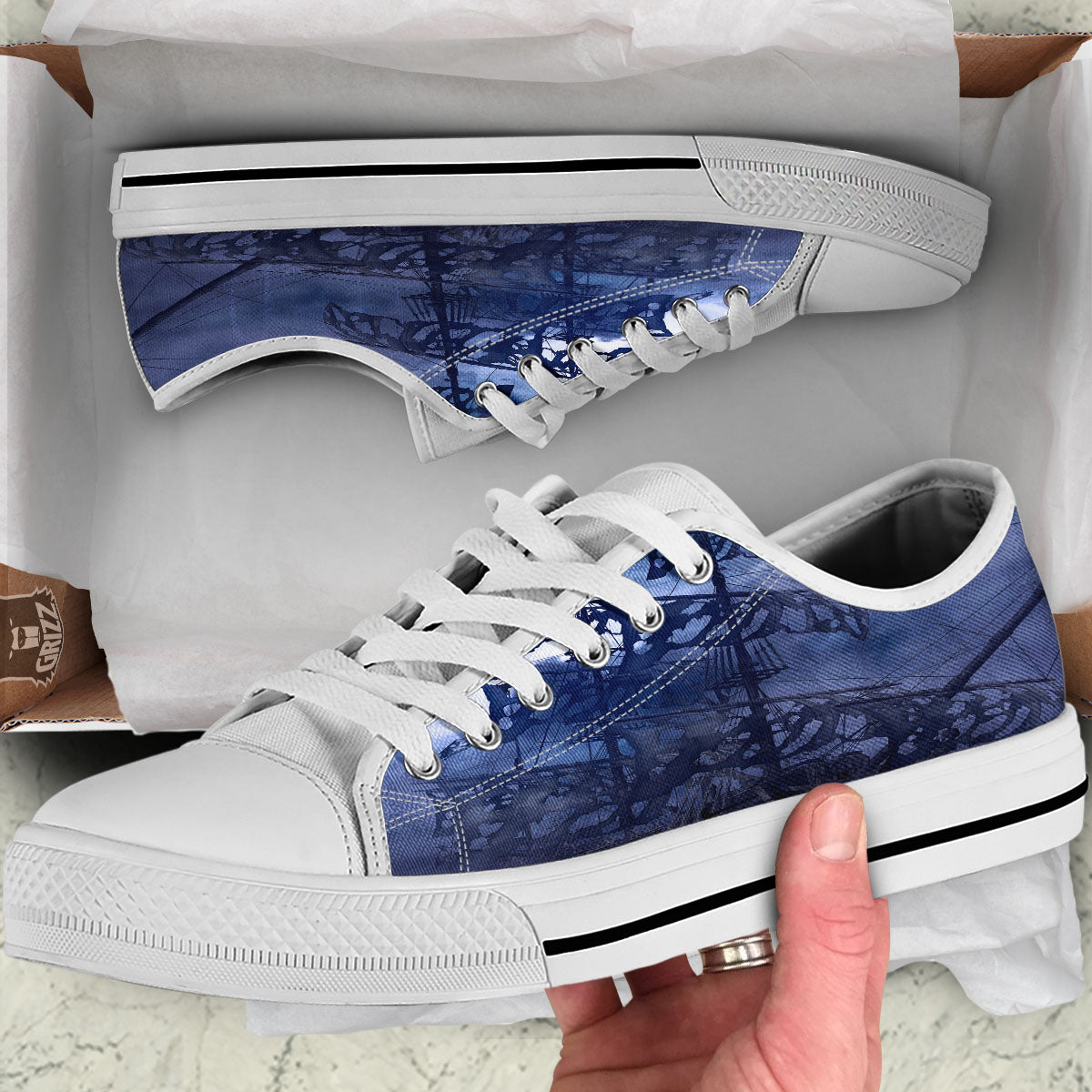 Flying Dutchman Ghost Pirate Ship Print White Low Top Shoes-grizzshop