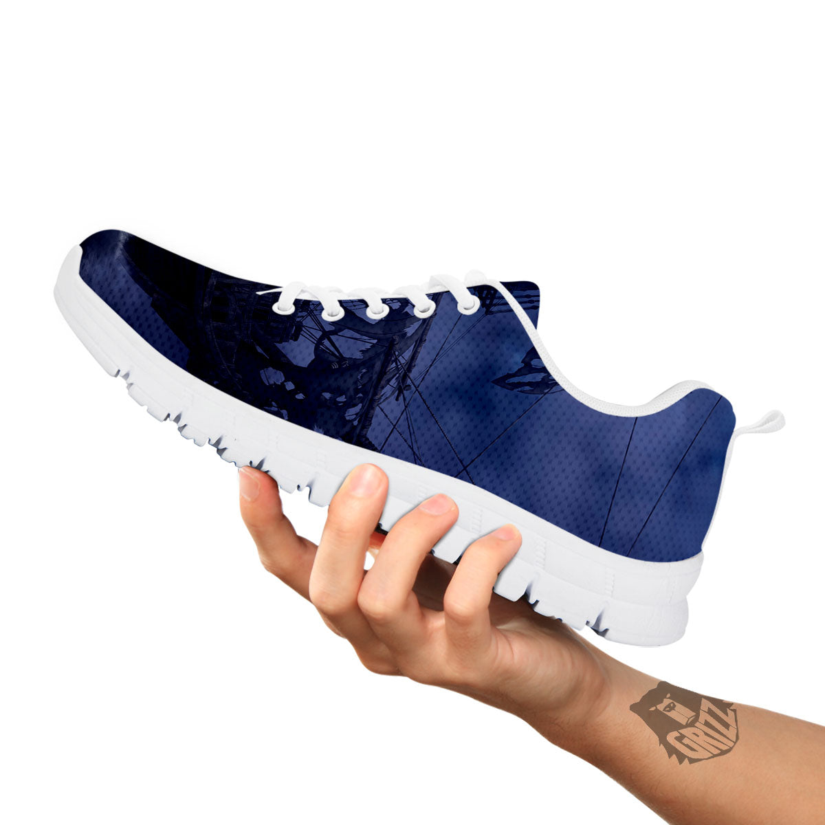 Flying Dutchman Ghost Pirate Ship Print White Sneaker-grizzshop