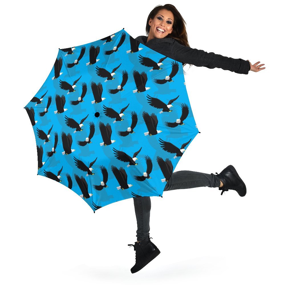 Flying Eagle Pattern Print Automatic Foldable Umbrella-grizzshop