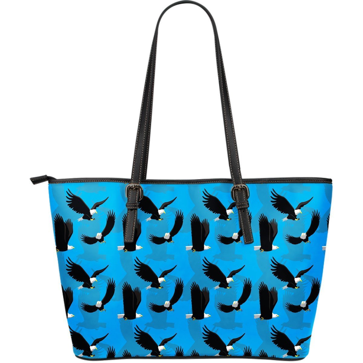 Flying Eagle Pattern Print Leather Tote Bag-grizzshop