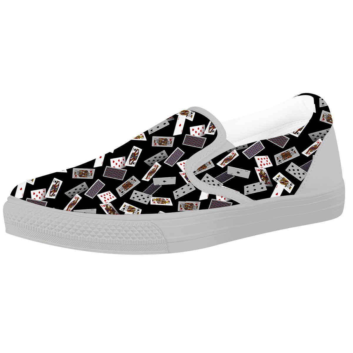 Flying Playing Cards Print White Slip On Shoes-grizzshop