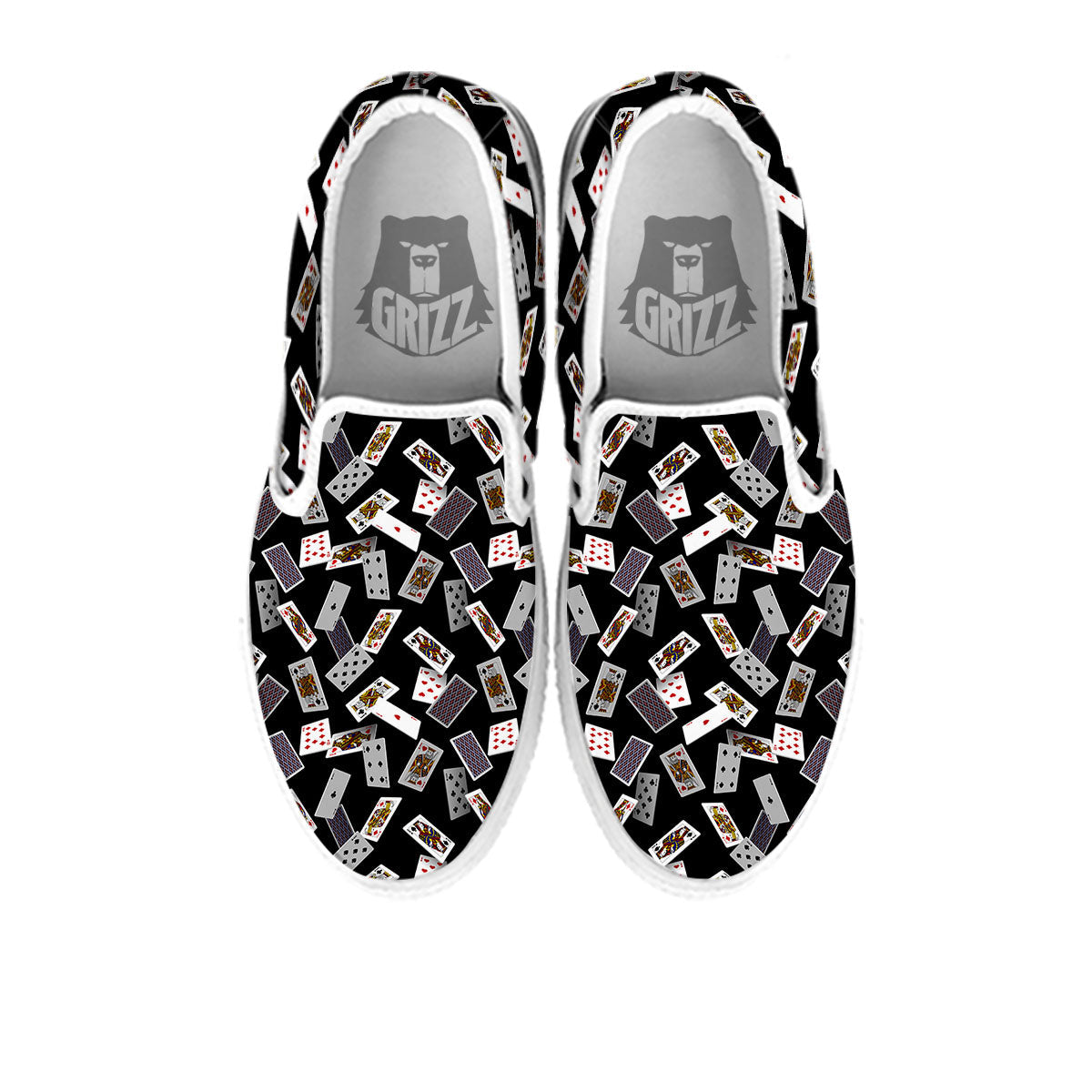 Flying Playing Cards Print White Slip On Shoes-grizzshop