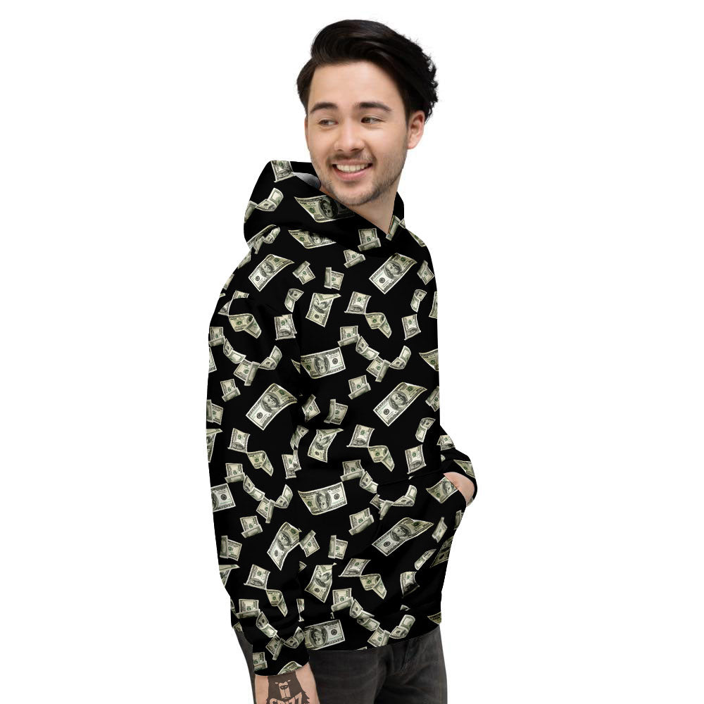 Flying US Dollar Money Print Men's Hoodie-grizzshop