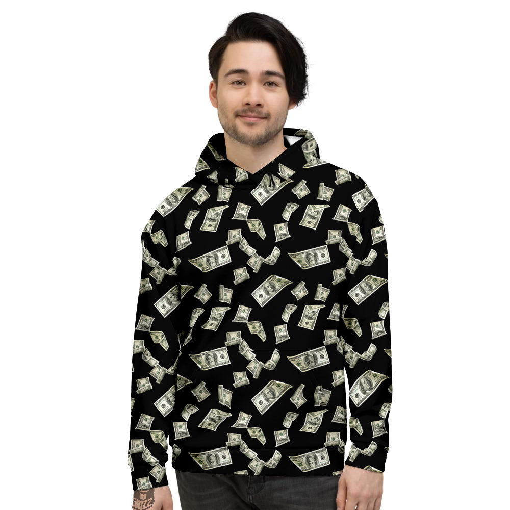 Flying US Dollar Money Print Men's Hoodie-grizzshop
