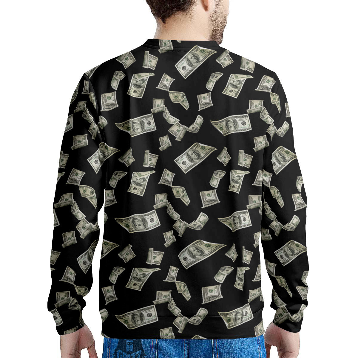 Flying US Dollar Money Print Men's Sweatshirt-grizzshop