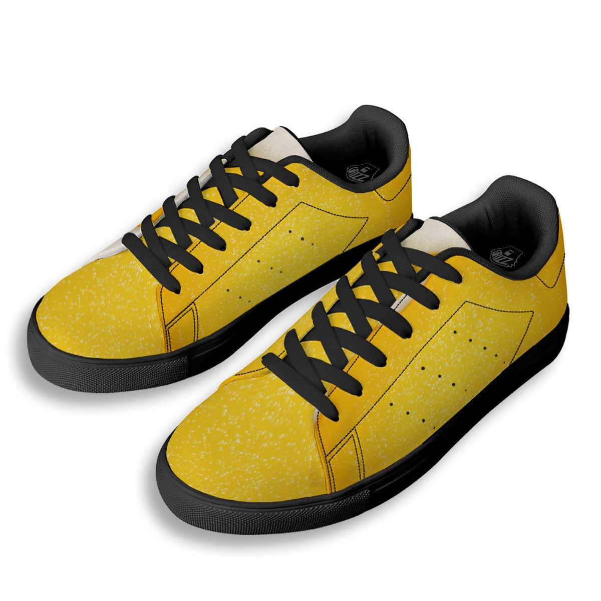 Foam And Beer Print Black Low Top Sneakers-grizzshop