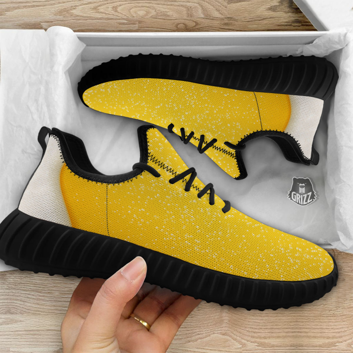 Foam And Beer Print Black Walking Shoes-grizzshop