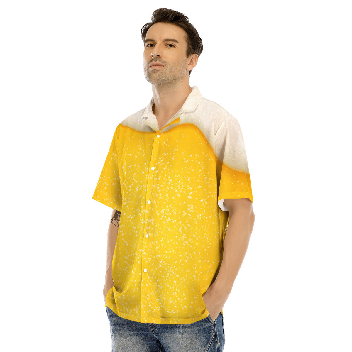 Foam And Beer Print Men's Hawaiian Shirt-grizzshop