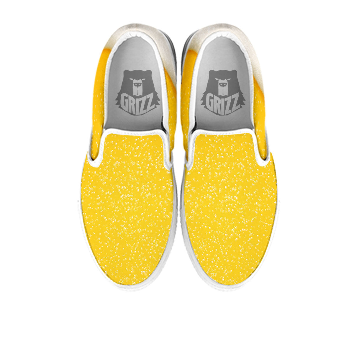 Foam And Beer Print White Slip On Shoes-grizzshop