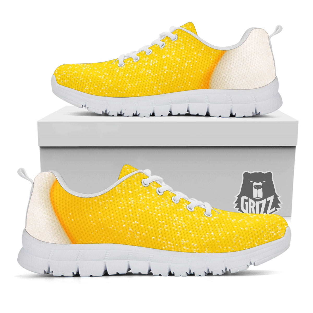 Foam And Beer Print White Sneaker-grizzshop