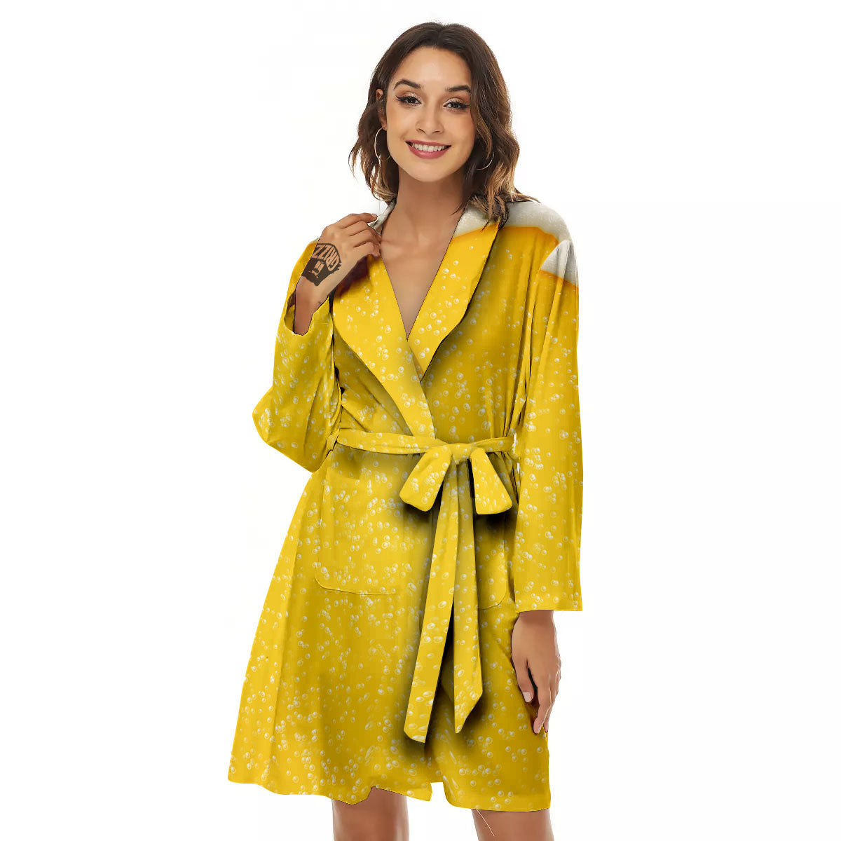 Foam And Beer Print Women's Robe-grizzshop