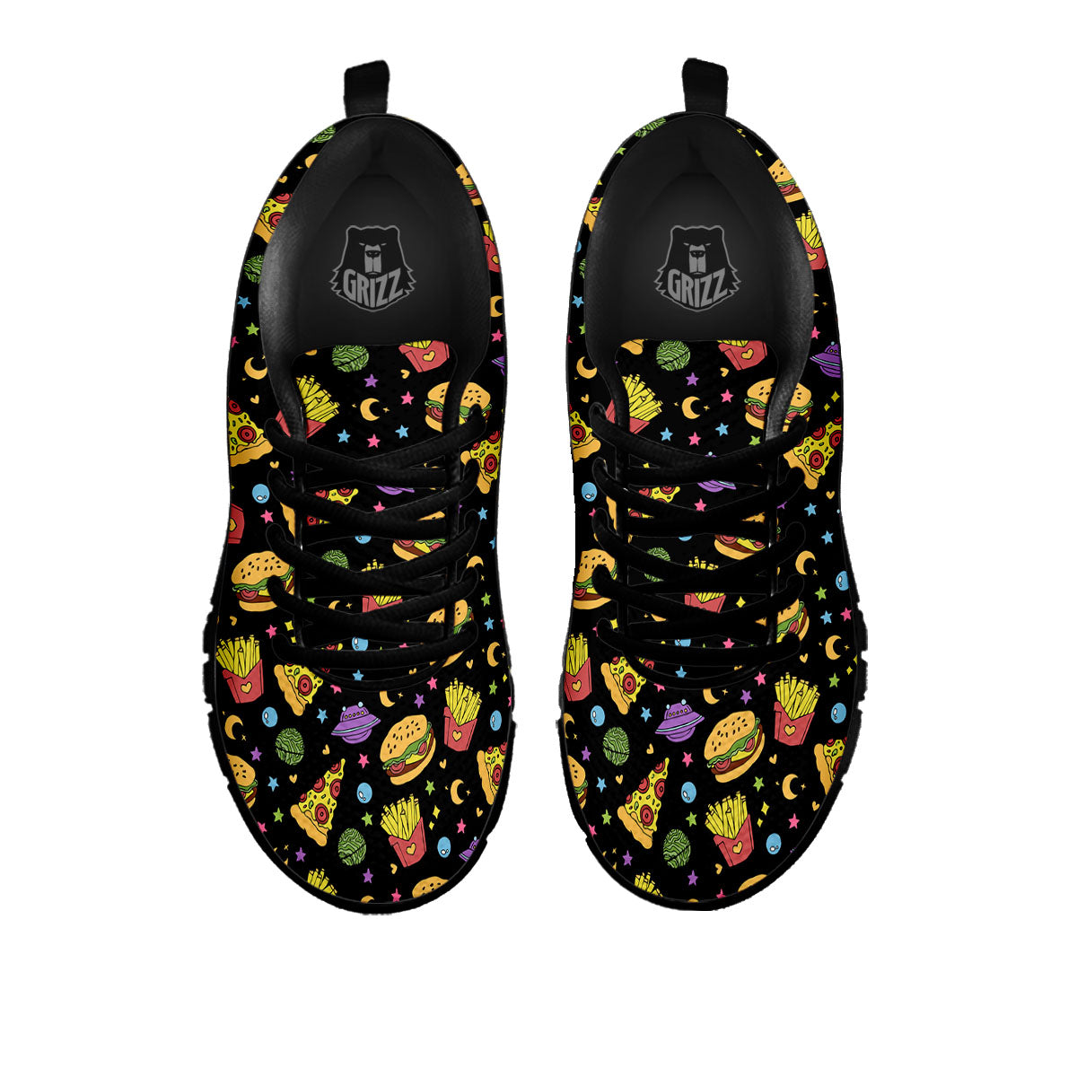 Food Planets Print Pattern Black Sneaker-grizzshop