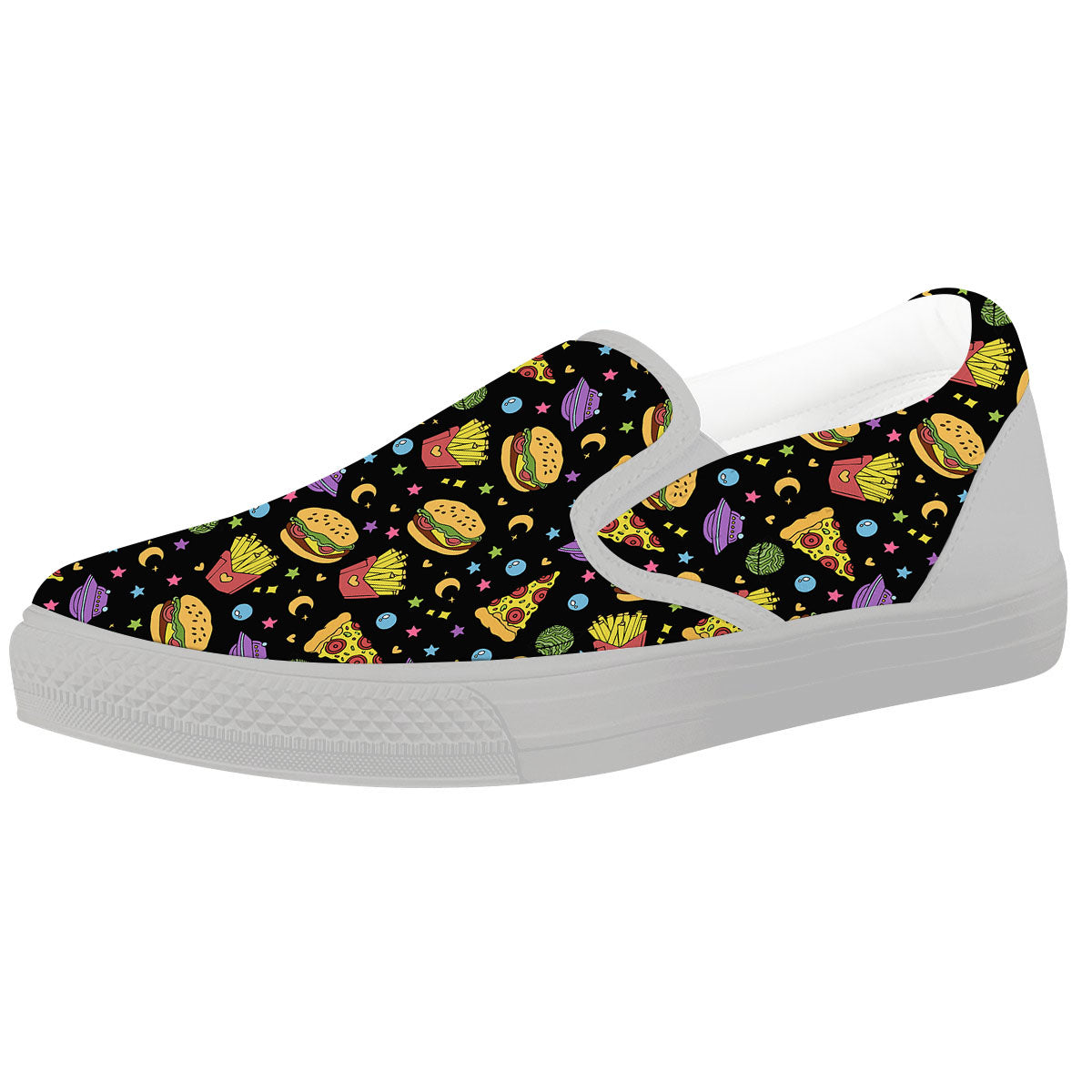 Food Planets Print Pattern White Slip On Shoes-grizzshop