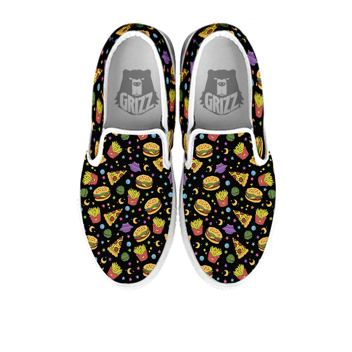 Food Planets Print Pattern White Slip On Shoes-grizzshop