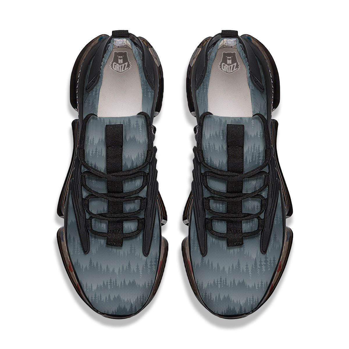 Forest And Mist Print Pattern Black Gym Shoes-grizzshop