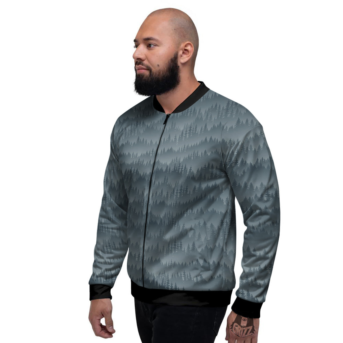Forest And Mist Print Pattern Men's Bomber Jacket-grizzshop