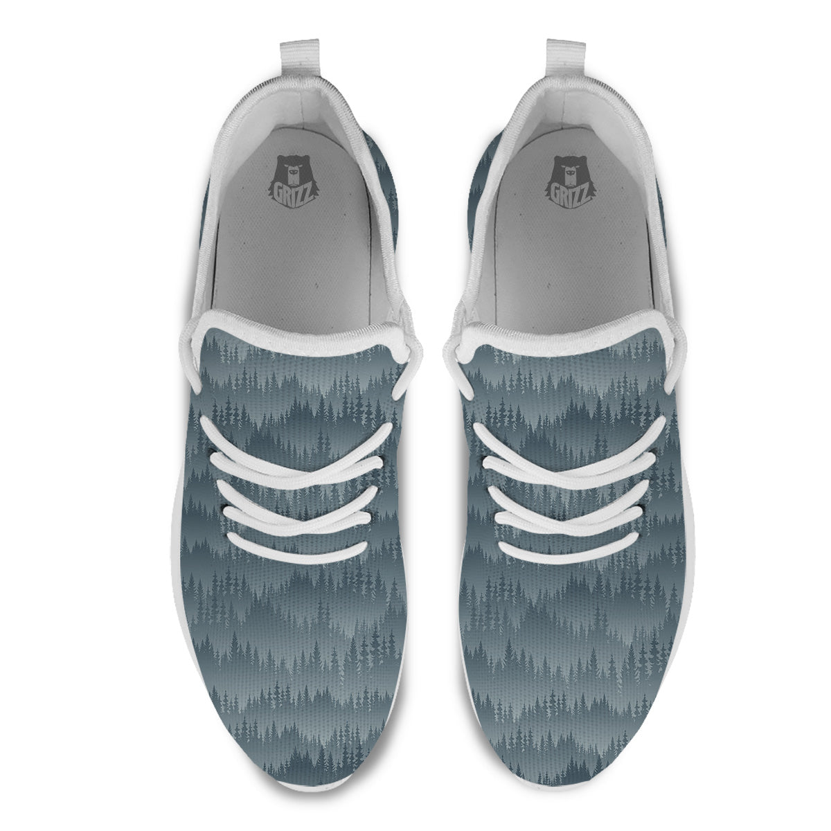 Forest And Mist Print Pattern White Athletic Shoes-grizzshop