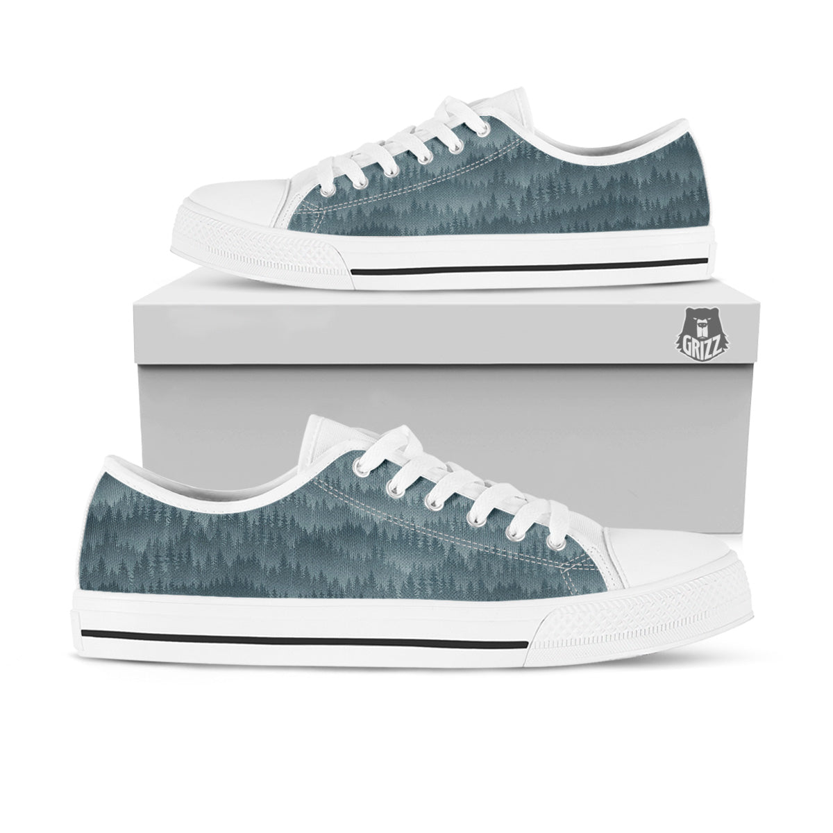 Forest And Mist Print Pattern White Low Top Shoes-grizzshop