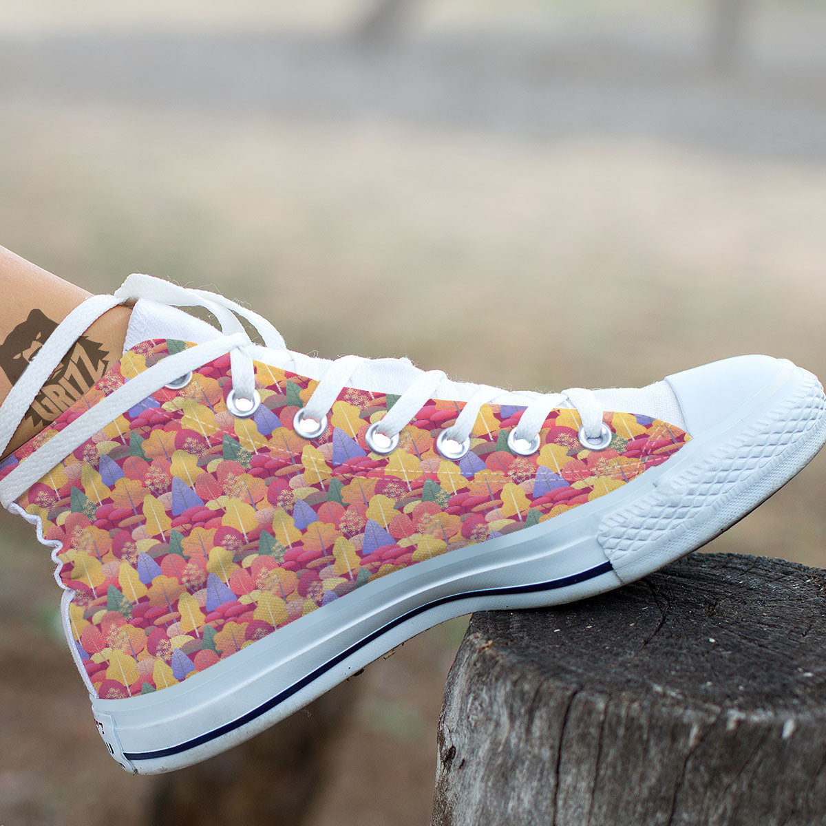 Forest Autumn Print White High Top Shoes-grizzshop