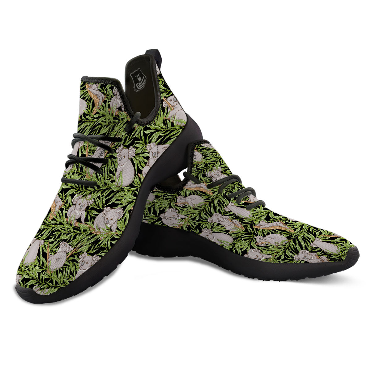 Forest Koala Print Pattern Black Athletic Shoes-grizzshop