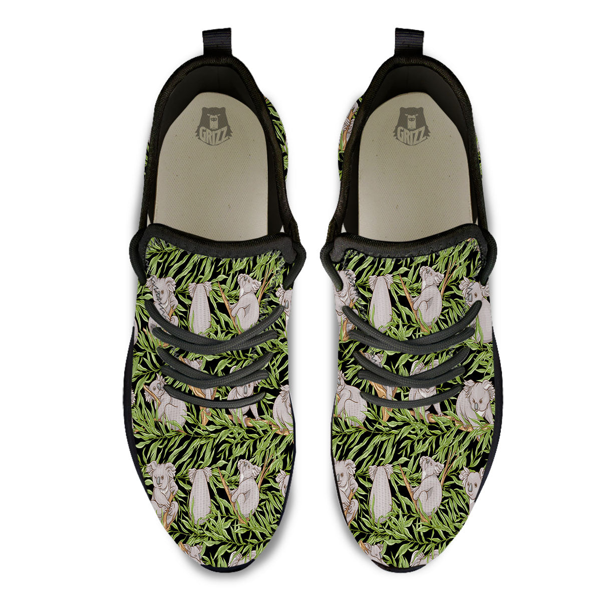 Forest Koala Print Pattern Black Athletic Shoes-grizzshop