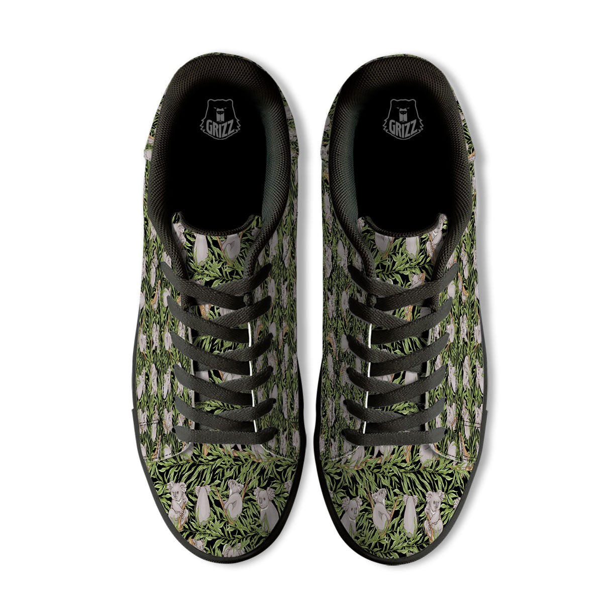 Forest Koala Print Pattern Black Low Top Sneakers-grizzshop