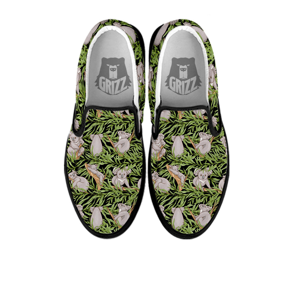 Forest Koala Print Pattern Black Slip On Shoes-grizzshop