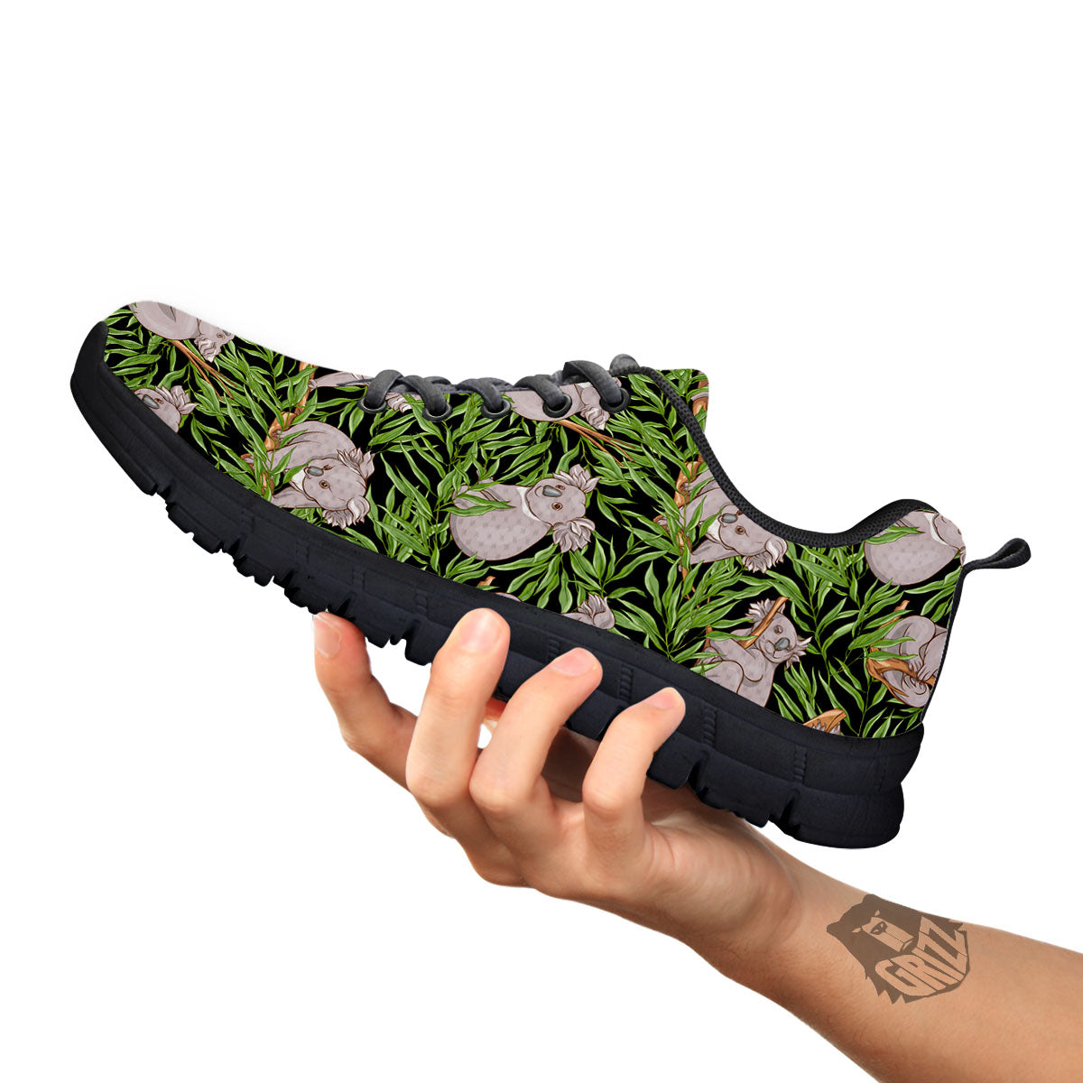 Forest Koala Print Pattern Black Sneaker-grizzshop
