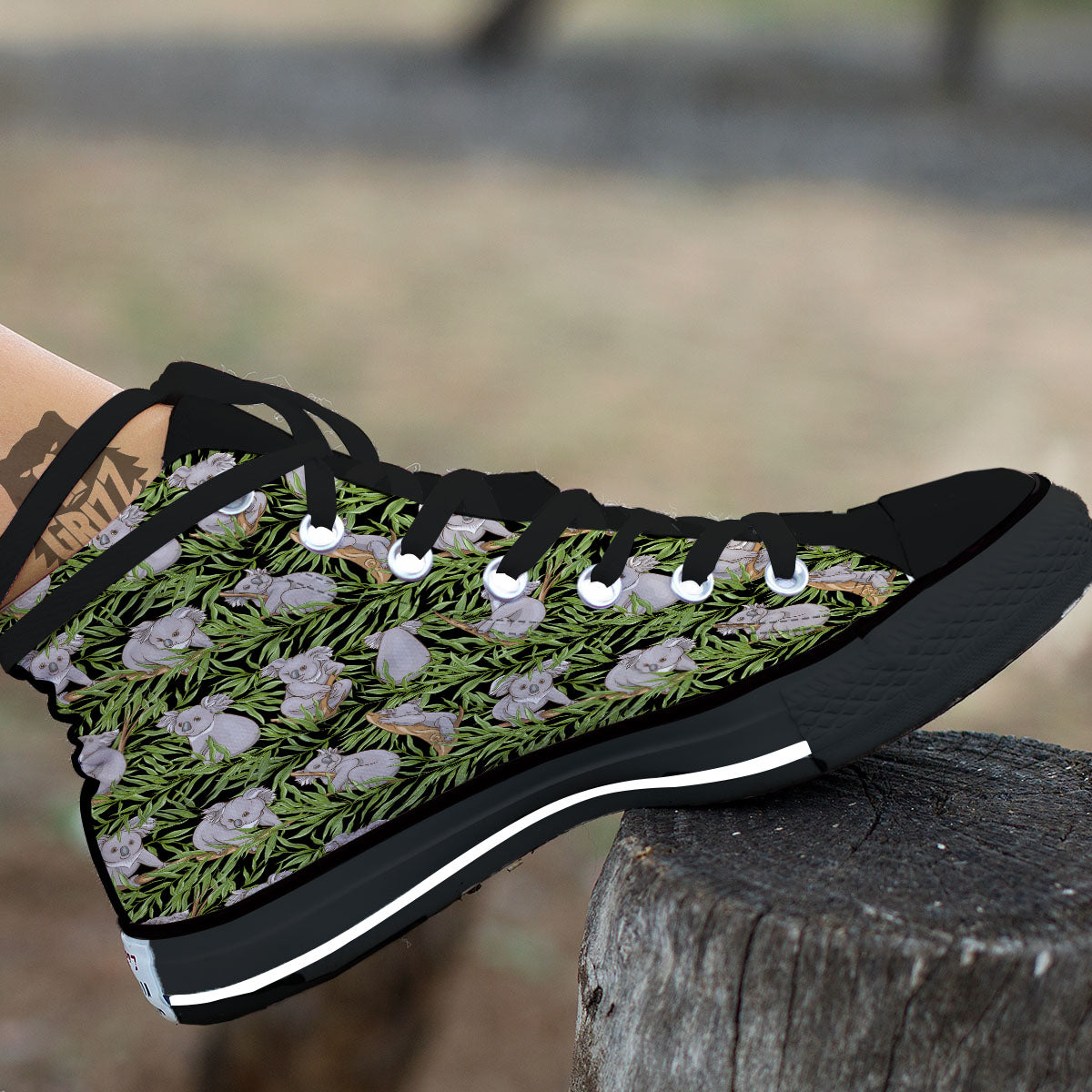 Forest Koala Print Pattern High Top Shoes-grizzshop