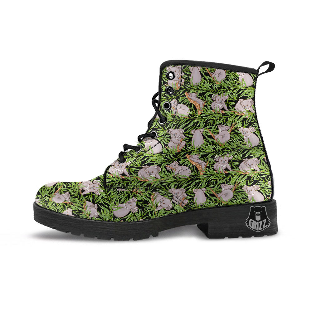 Forest Koala Print Pattern Leather Boots-grizzshop