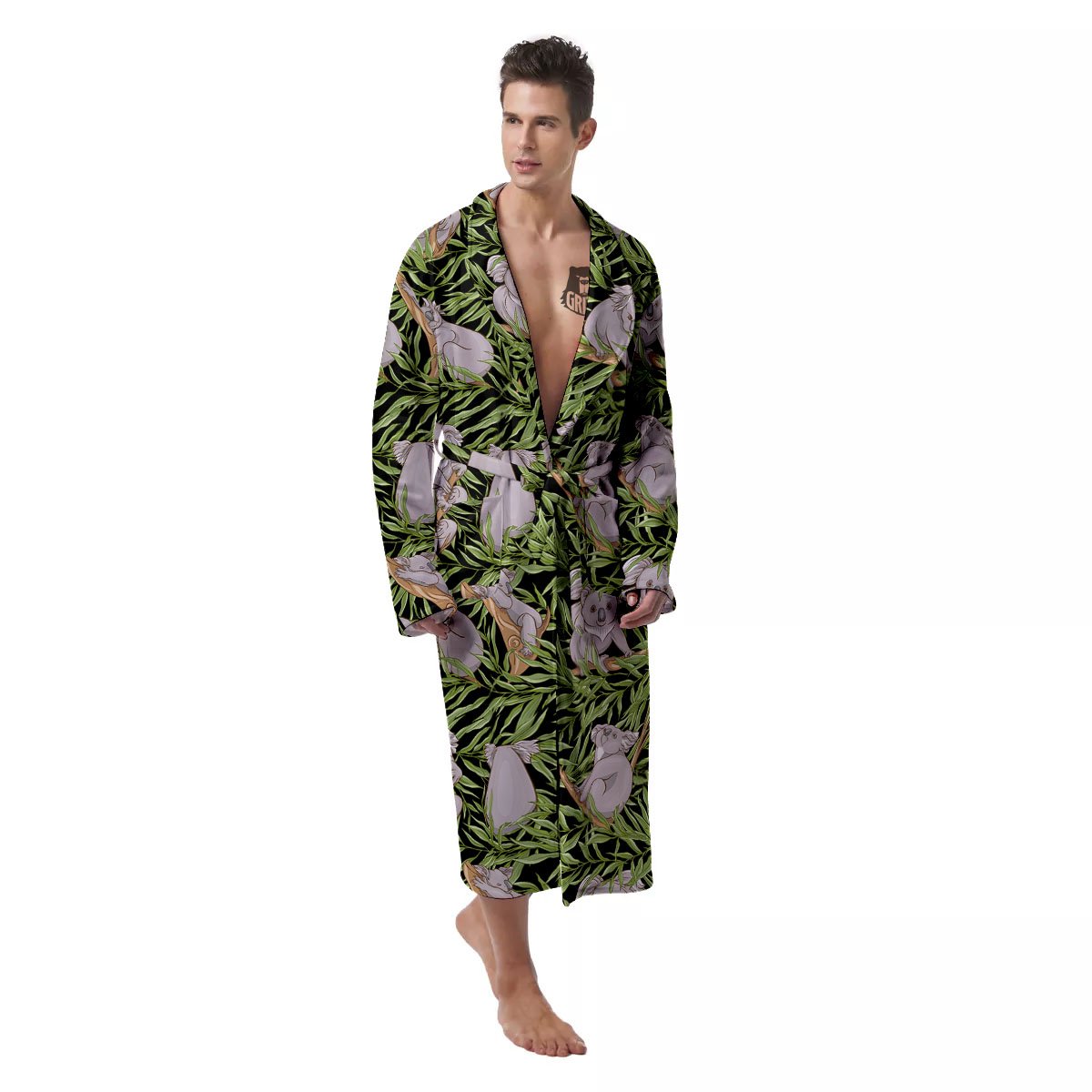 Forest Koala Print Pattern Men's Robe-grizzshop