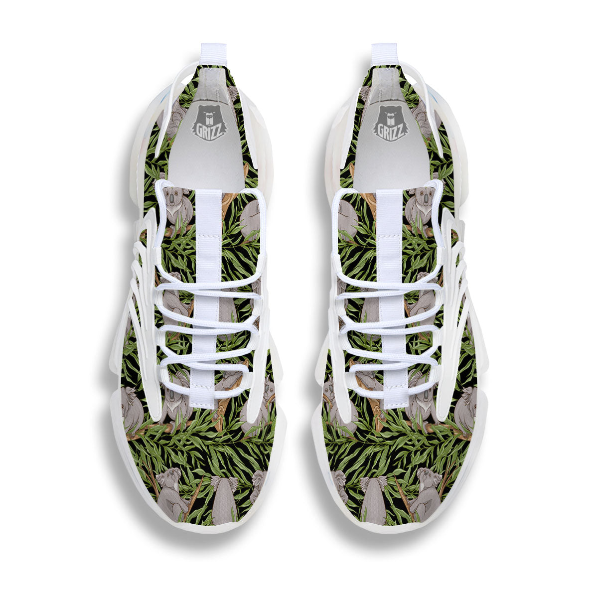 Forest Koala Print Pattern White Gym Shoes-grizzshop