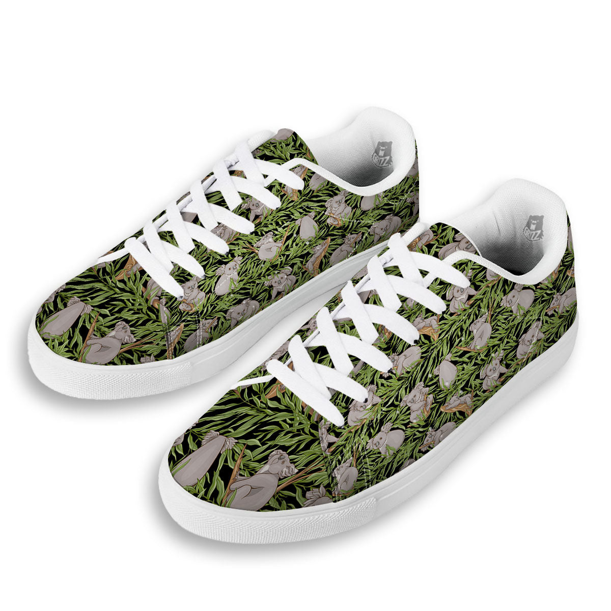 Forest Koala Print Pattern White Low Top Sneakers-grizzshop