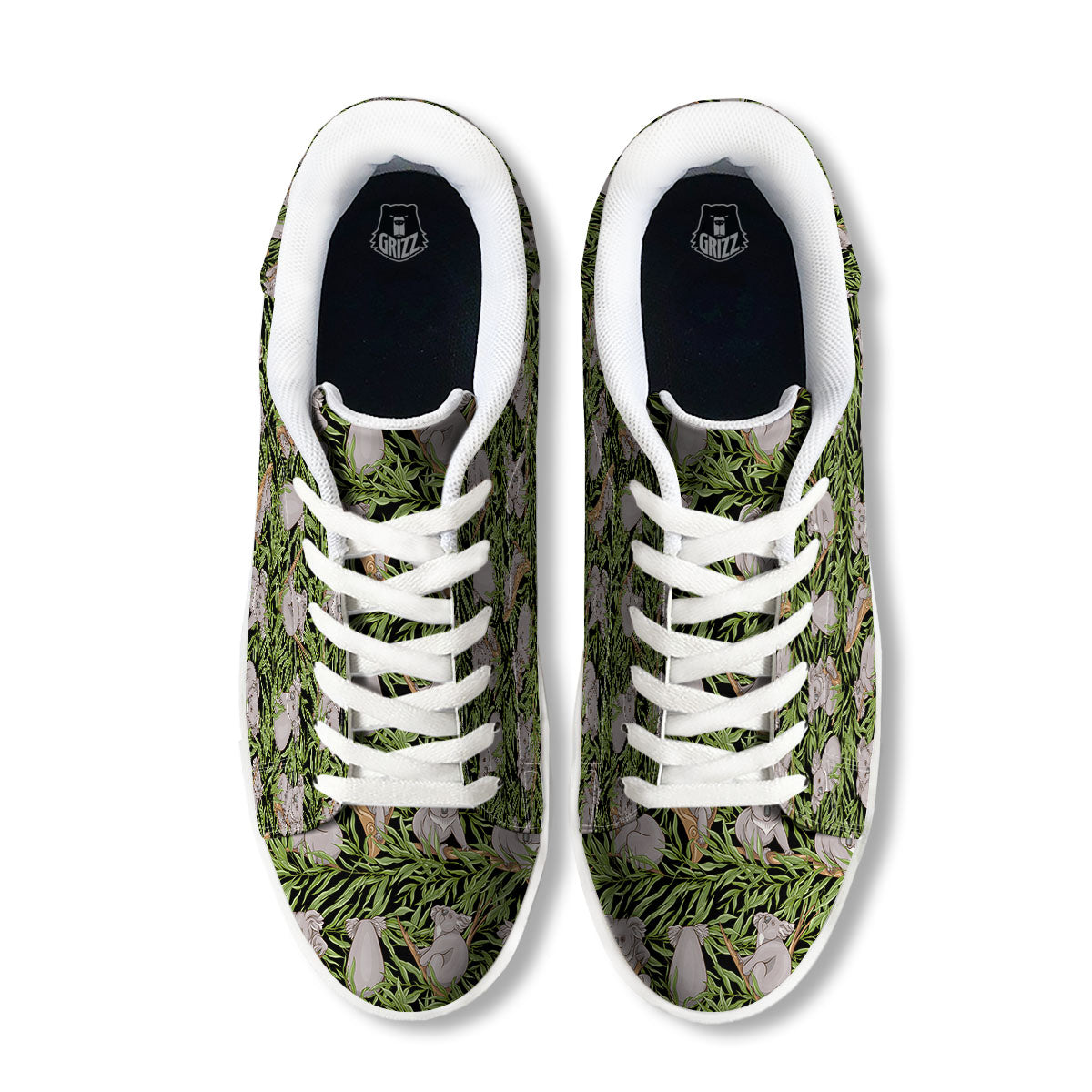 Forest Koala Print Pattern White Low Top Sneakers-grizzshop