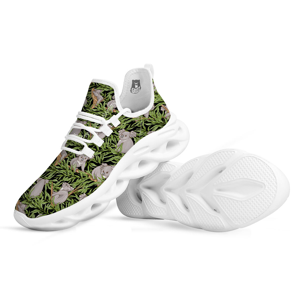 Forest Koala Print Pattern White Running Shoes-grizzshop
