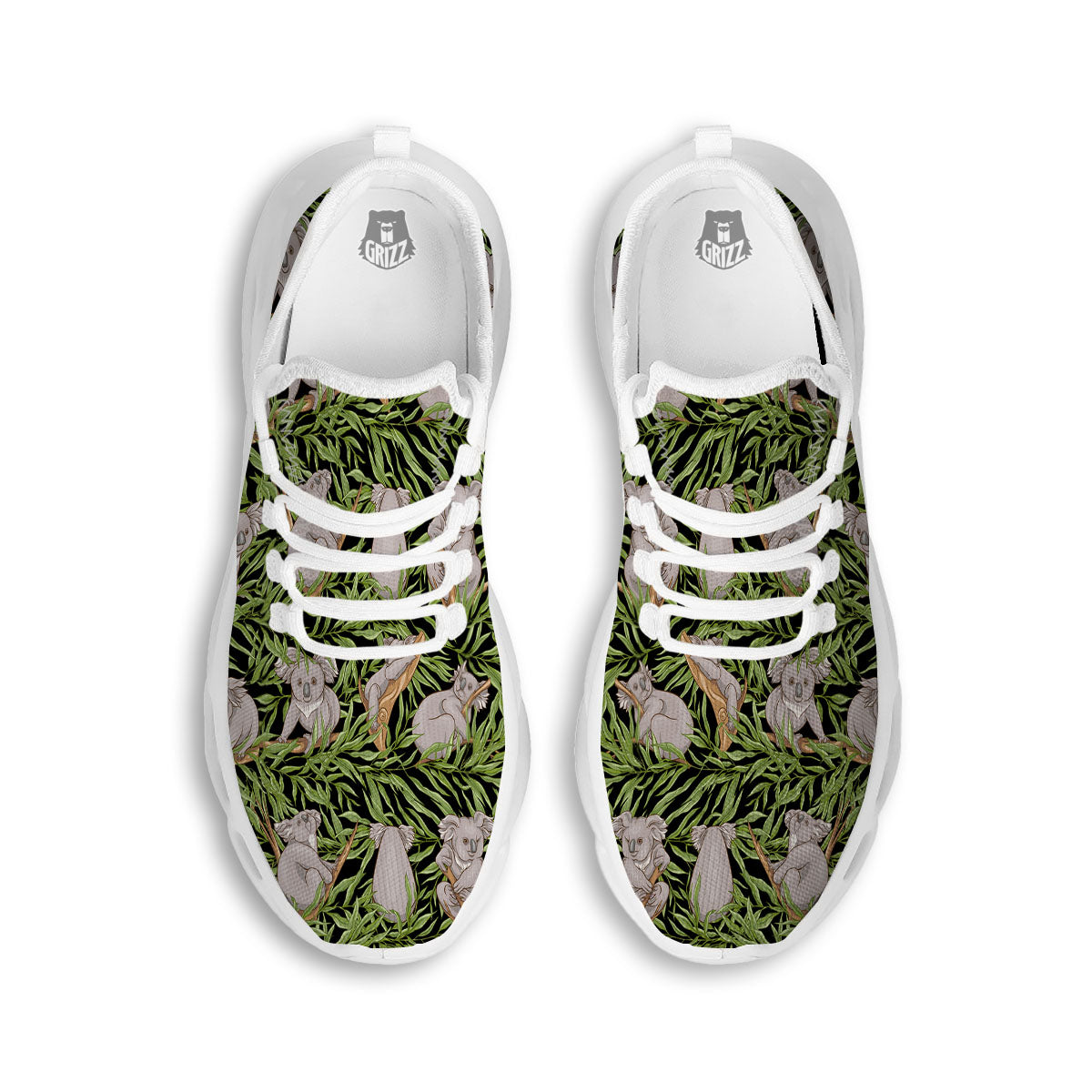 Forest Koala Print Pattern White Running Shoes-grizzshop