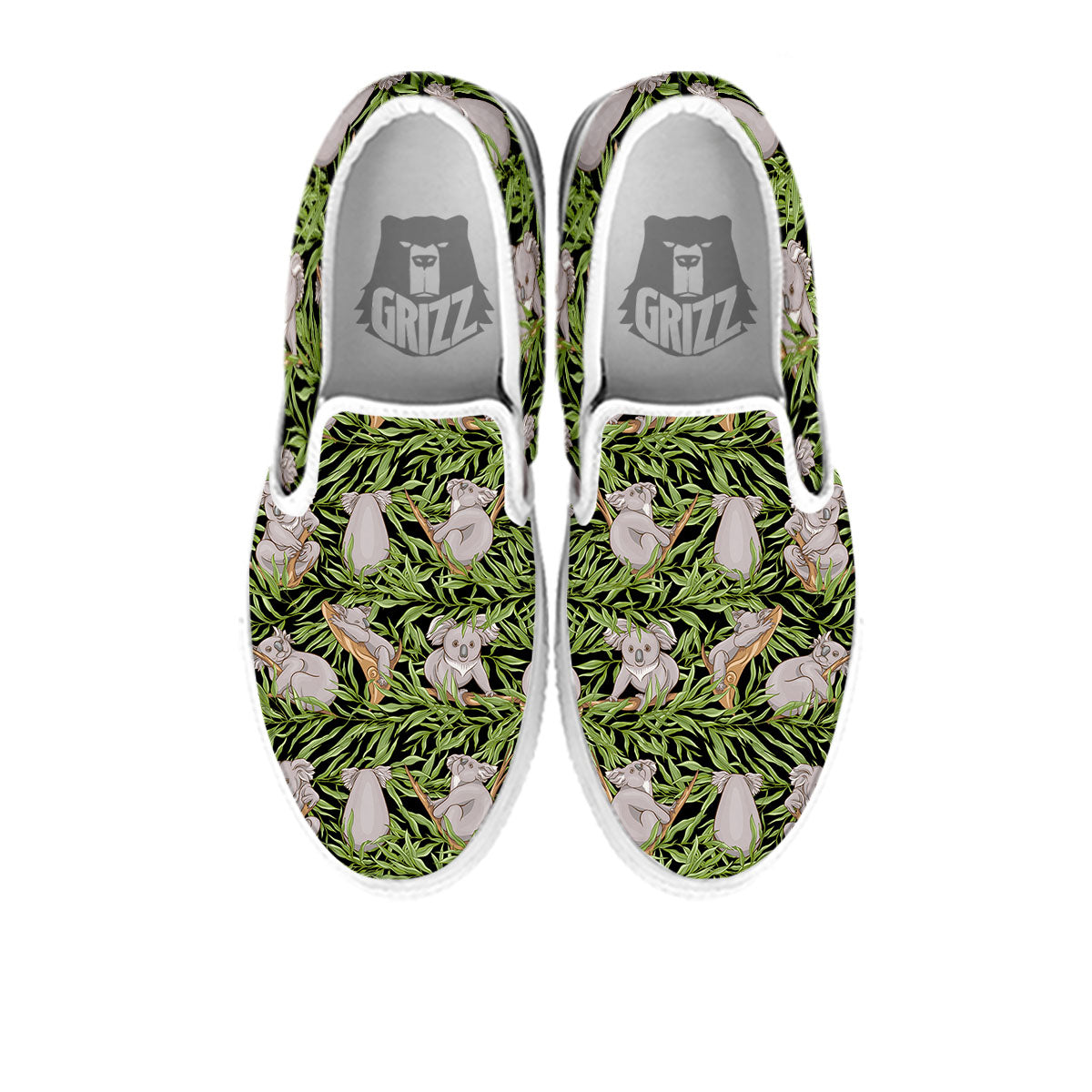 Forest Koala Print Pattern White Slip On Shoes-grizzshop