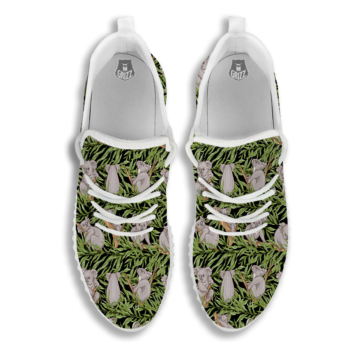 Forest Koala Print Pattern White Walking Shoes-grizzshop