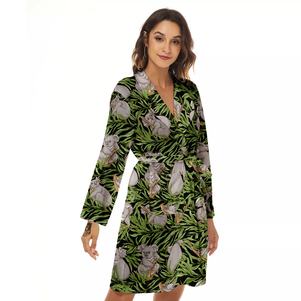 Forest Koala Print Pattern Women's Robe-grizzshop