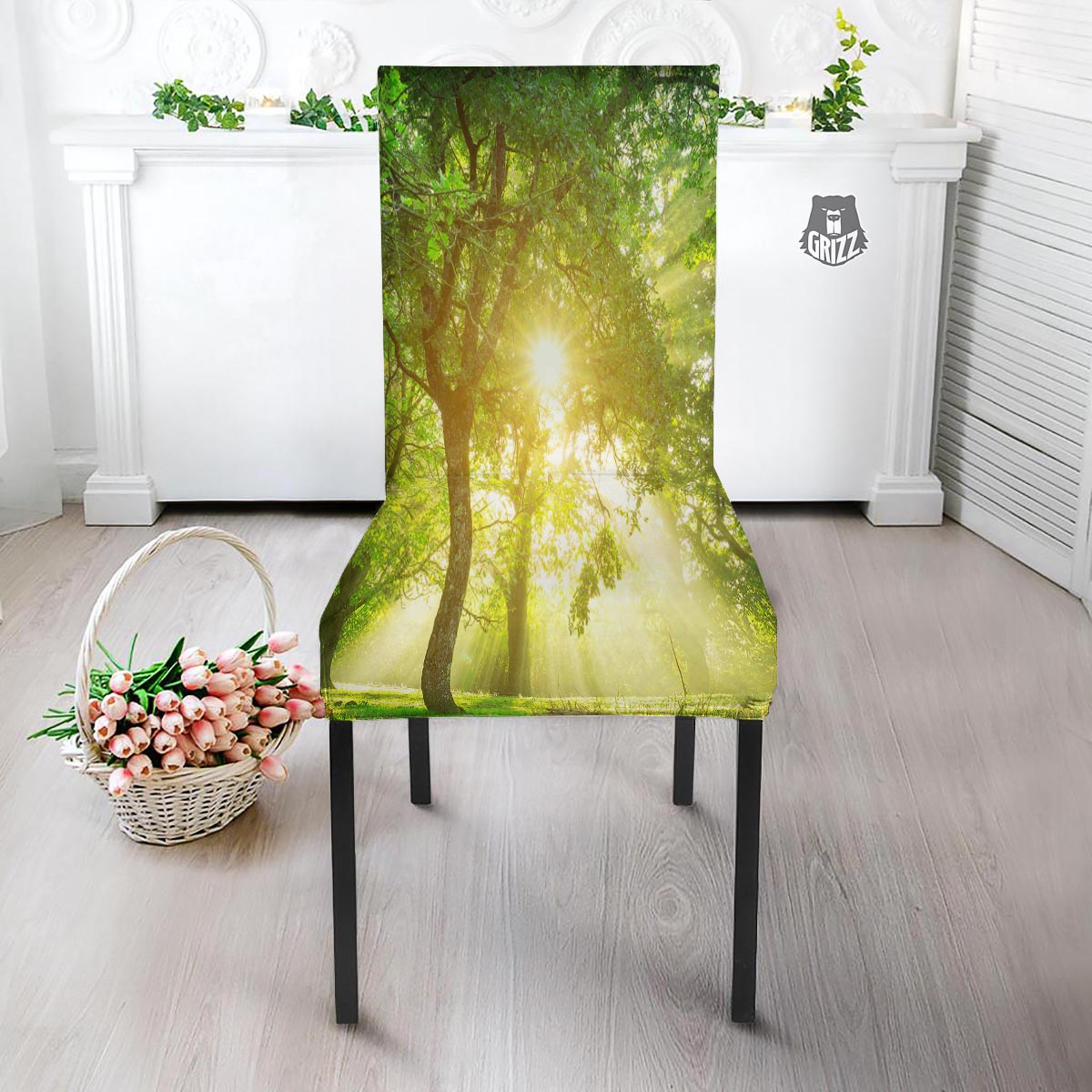 Forest Sunrise Print Dining Chair Slipcover-grizzshop