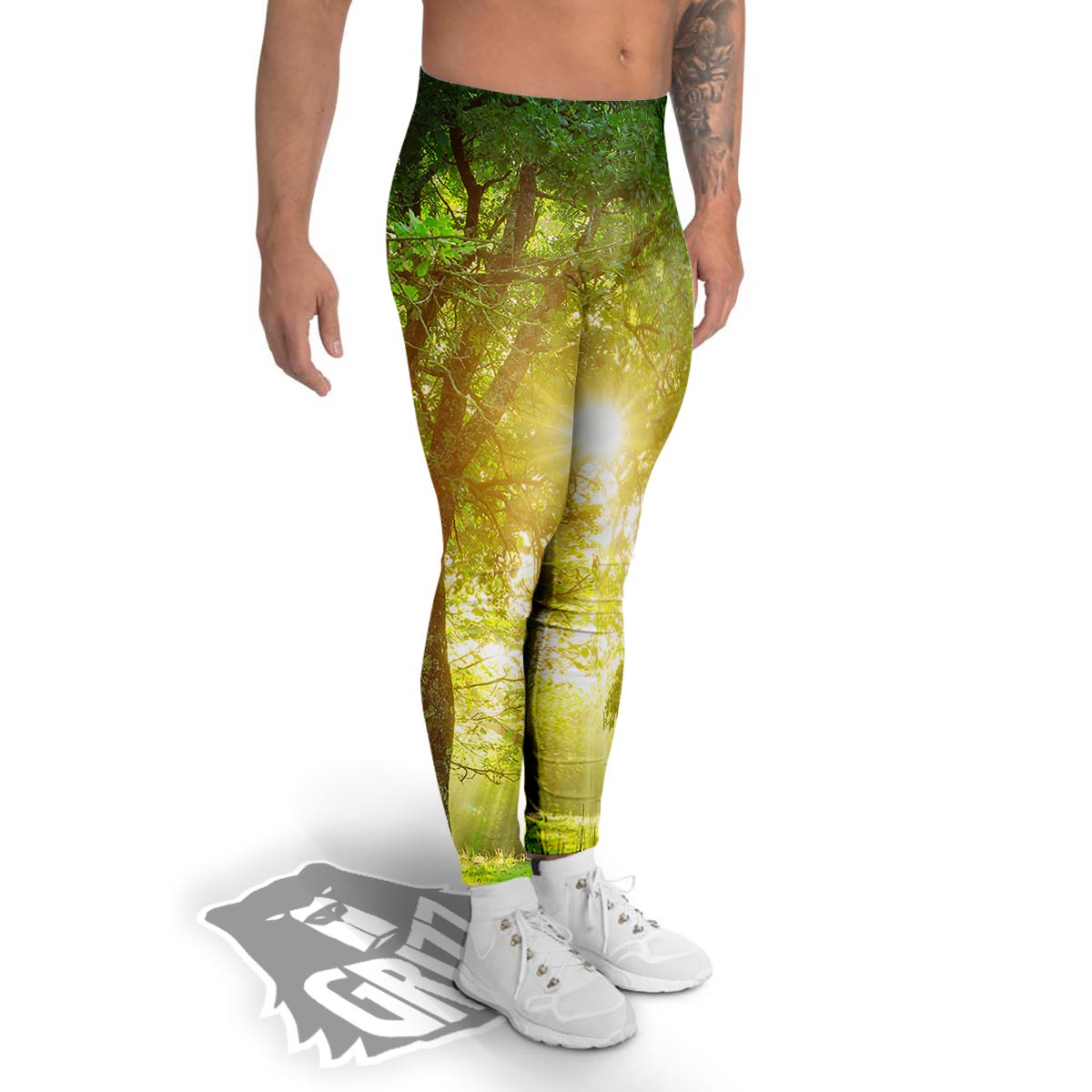 Forest Sunrise Print Men's Leggings-grizzshop