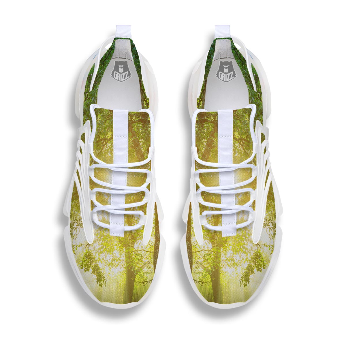 Forest Sunrise Print White Gym Shoes-grizzshop