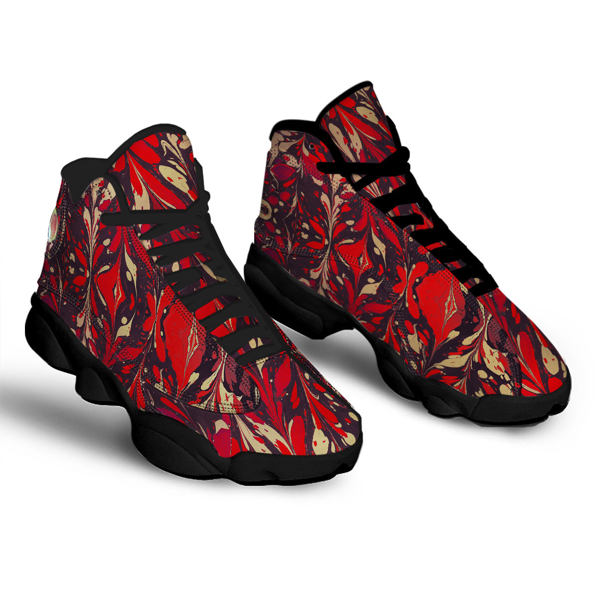 Formed Psychedelic Print Pattern Black Basketball Shoes-grizzshop